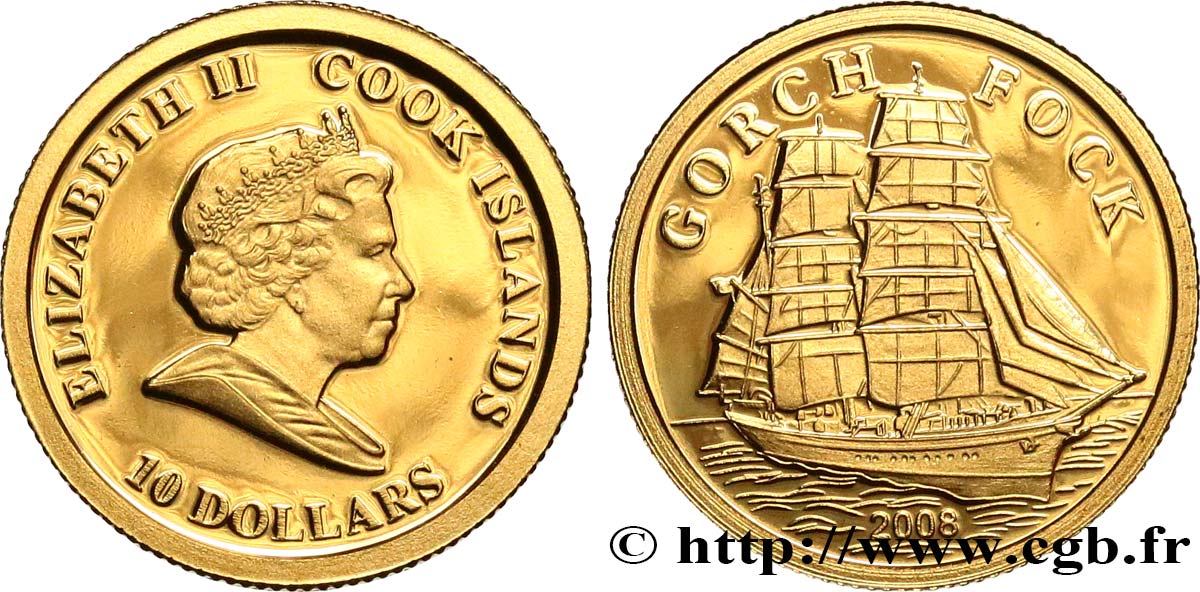 ÎLES COOK  10 Dollar Proof Gorch Fock 2008  FDC 