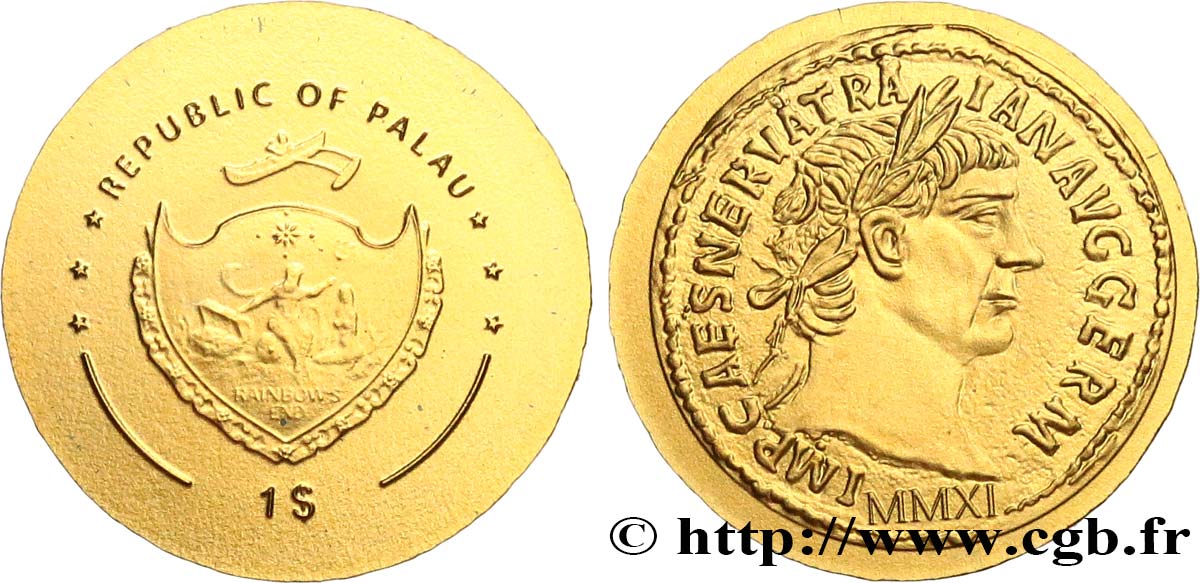 PALAU 1 Dollar série monnaies romaines : monnaie de Trajan 2011  FDC 