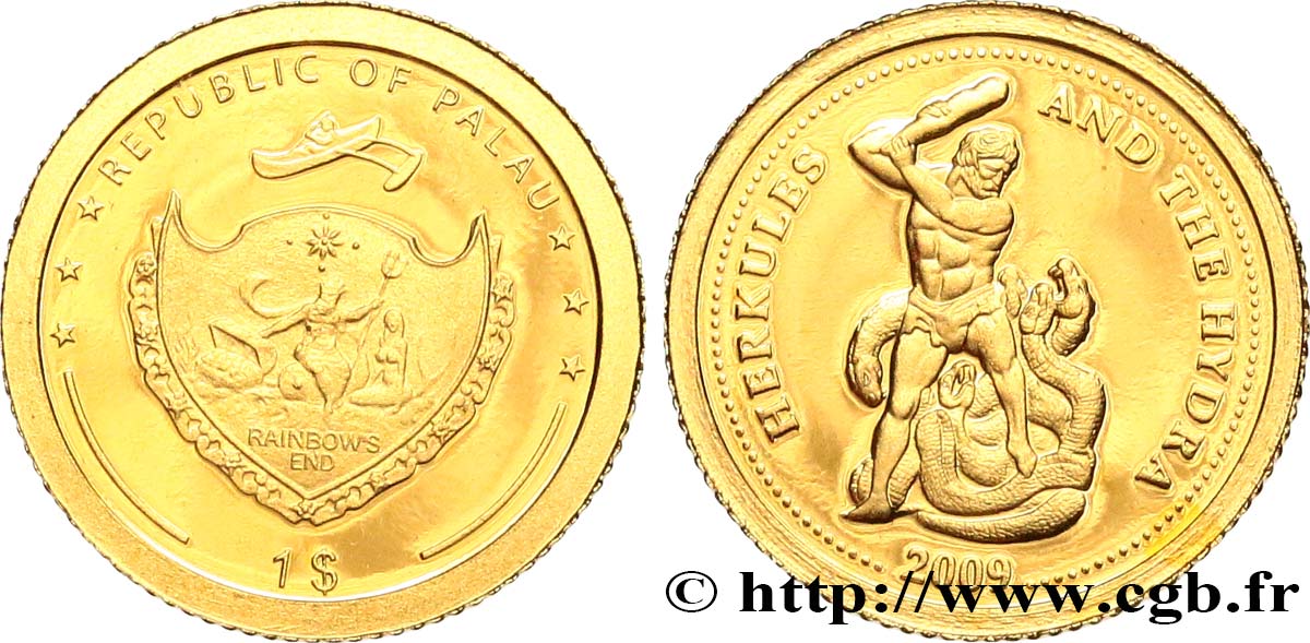 PALAU 1 Dollar Proof Hercule et l’hydre 2009  MS 