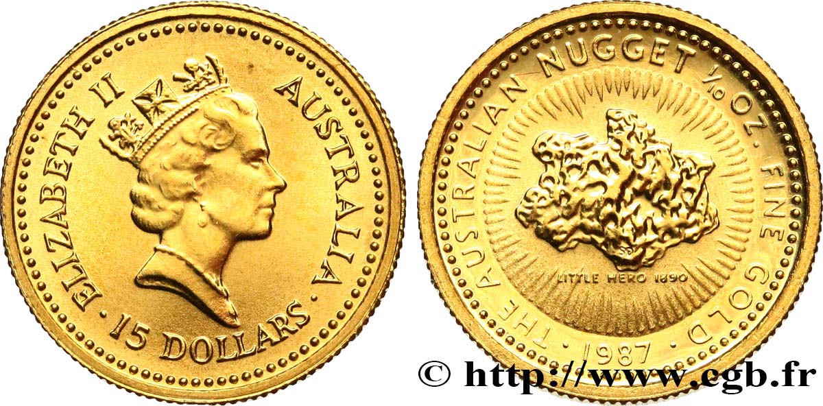 AUSTRALIA 15 Dollars (1/10 Once) Proof Elisabeth II 1987  SC 
