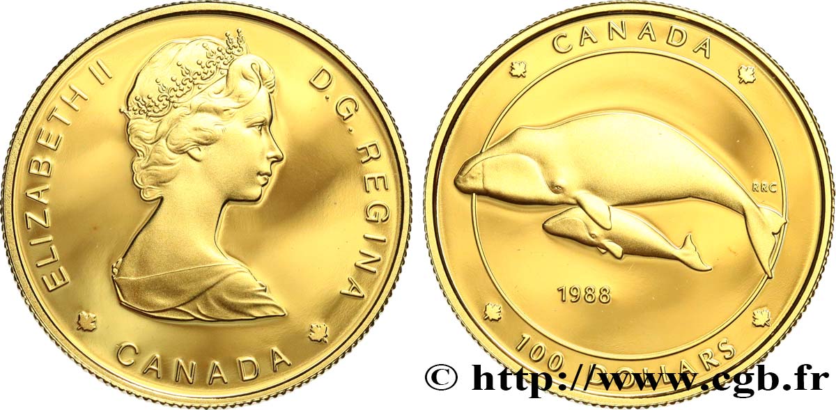 CANADA 100 Dollars Baleine Proof 1988  MS 