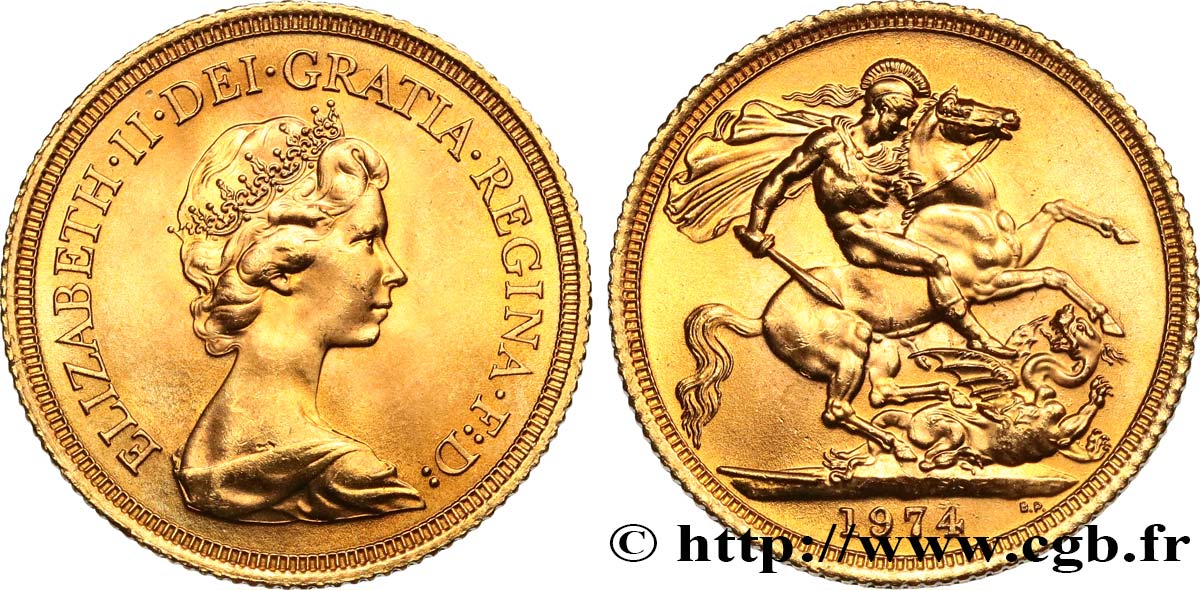 UNITED KINGDOM 1 Souverain Élisabeth II 1974 Royal Mint, Llantrisant MS 