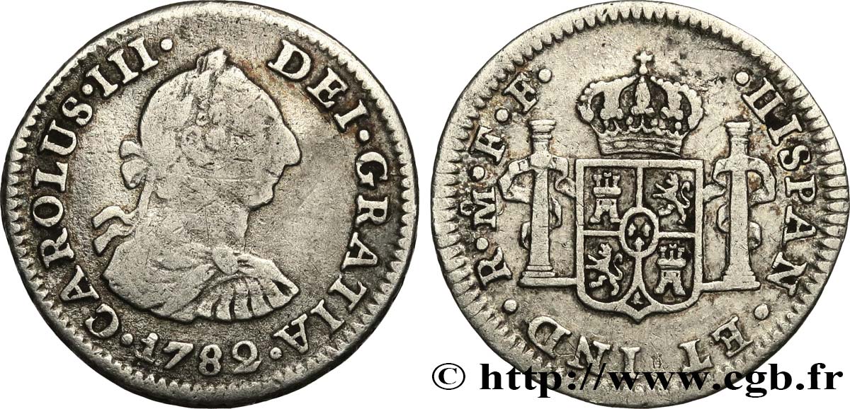 MEXIQUE 1/2 Real Charles III 1782 Mexico TB+ 