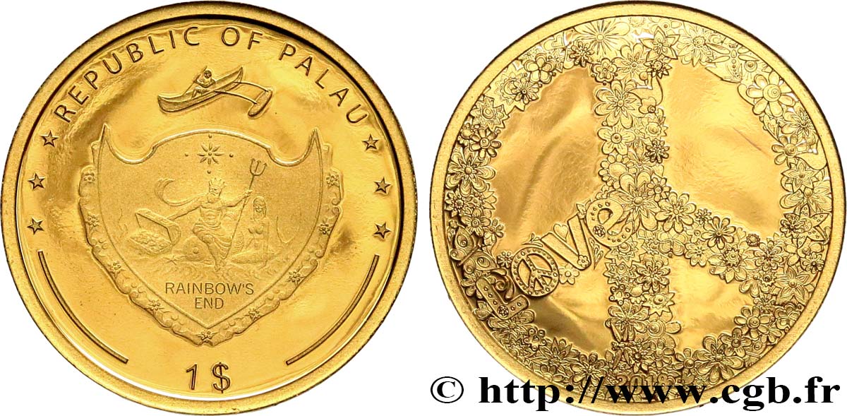 PALAU 1 Dollar Proof Peace and Love 2018  ST 