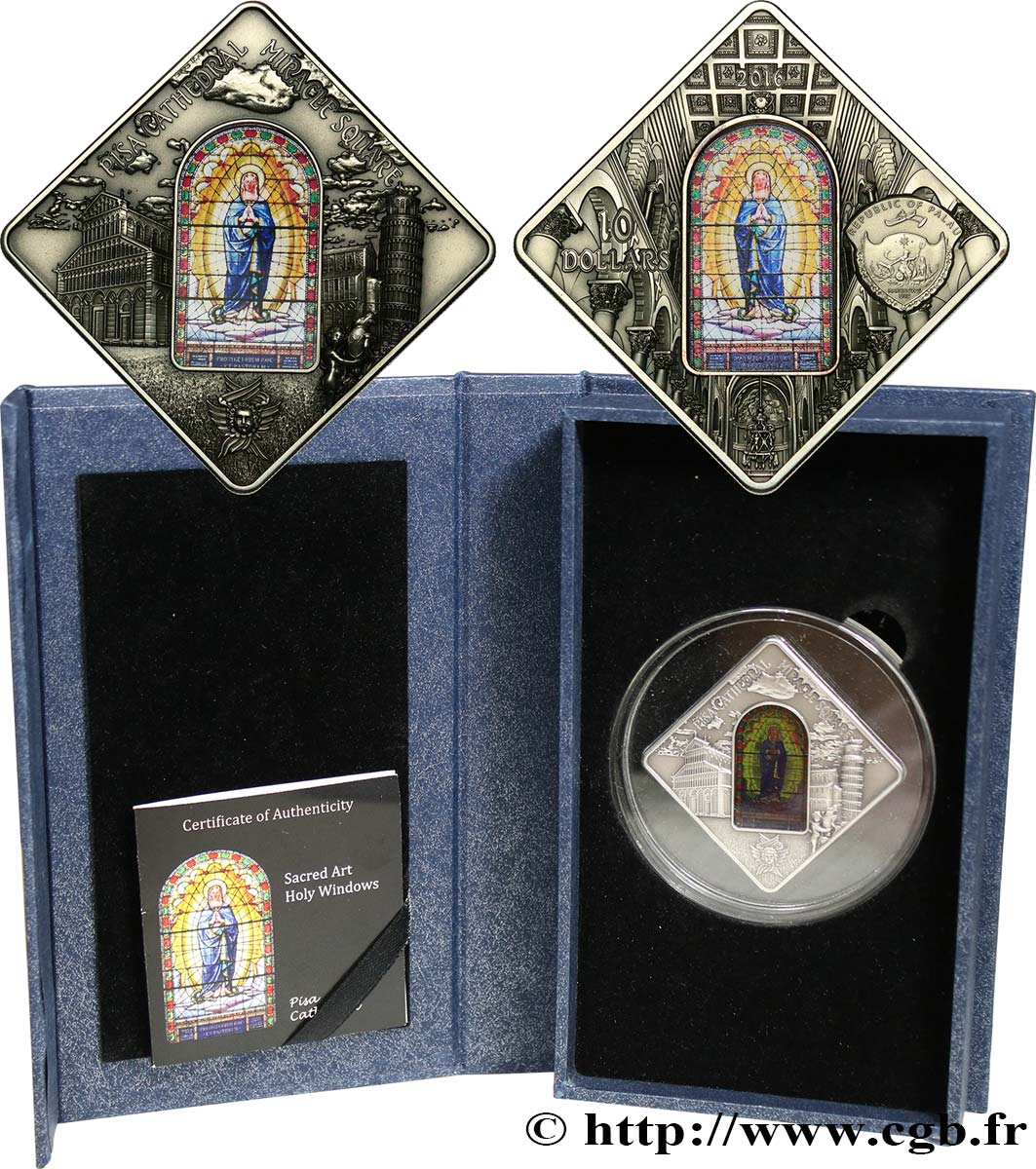 PALAU 10 Dollar art sacré - Vitrail de la cathédrale de Pise 2016  FDC 