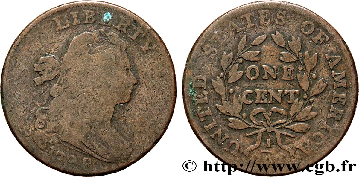 ÉTATS-UNIS D AMÉRIQUE 1 Cent type au buste drapé  - 2e type 1798  B+ 