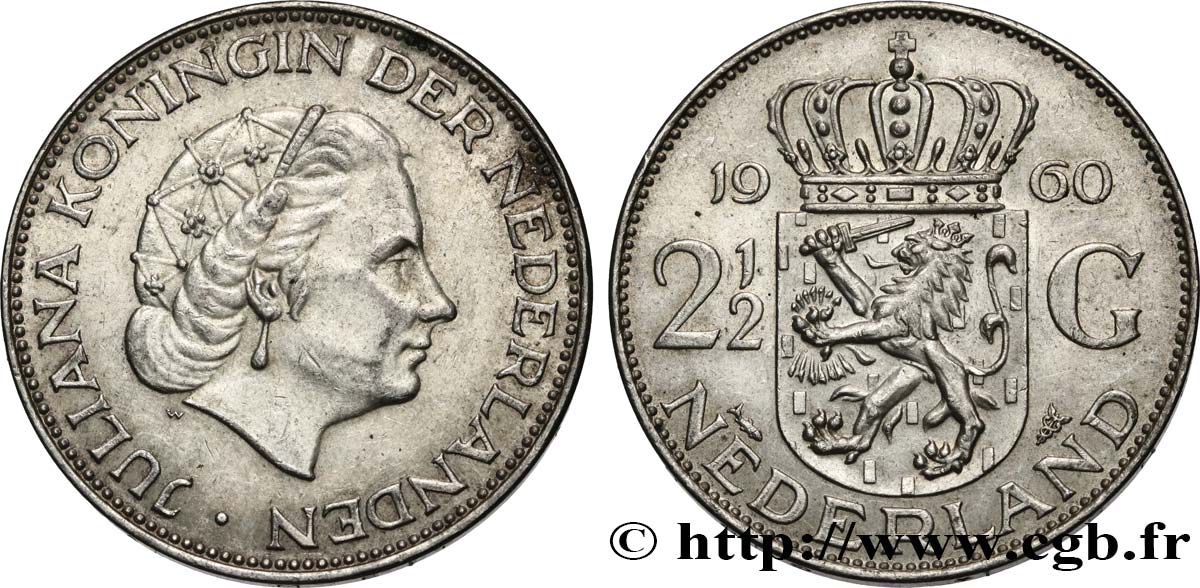 PAYS-BAS 2 1/2 Gulden Juliana 1960 Utrecht SUP 