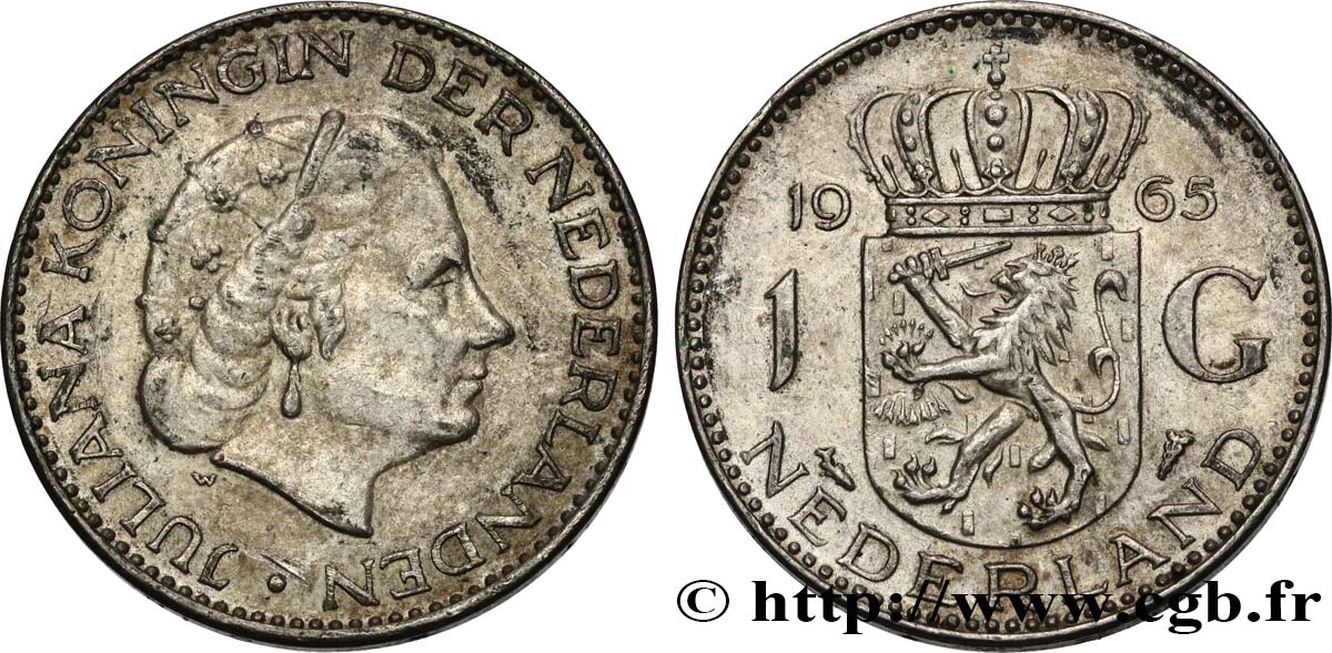 PAYS-BAS 1 Gulden Juliana 1965  TTB+ 