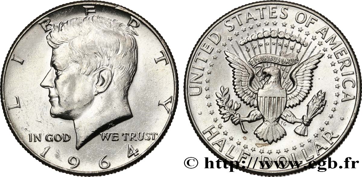 ÉTATS-UNIS D AMÉRIQUE 1/2 Dollar Kennedy 1964 Philadelphie SPL 