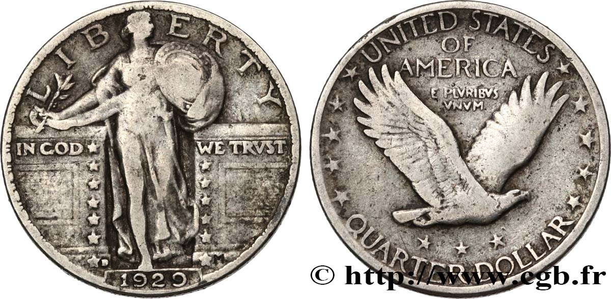 ÉTATS-UNIS D AMÉRIQUE 1/4 Dollar Liberty 1929 Denver TB+ 