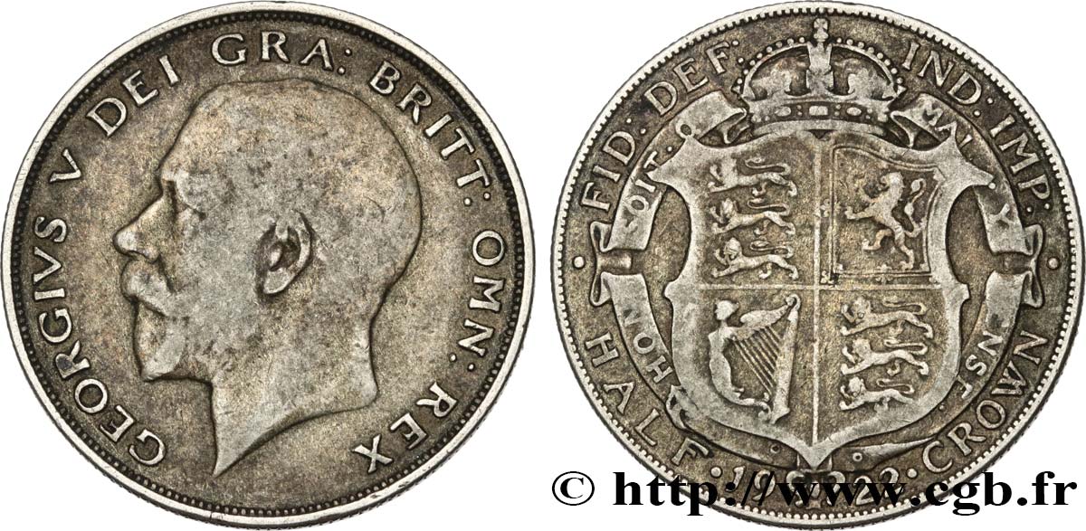 ROYAUME-UNI 1/2 Crown Georges V 1922  TB 