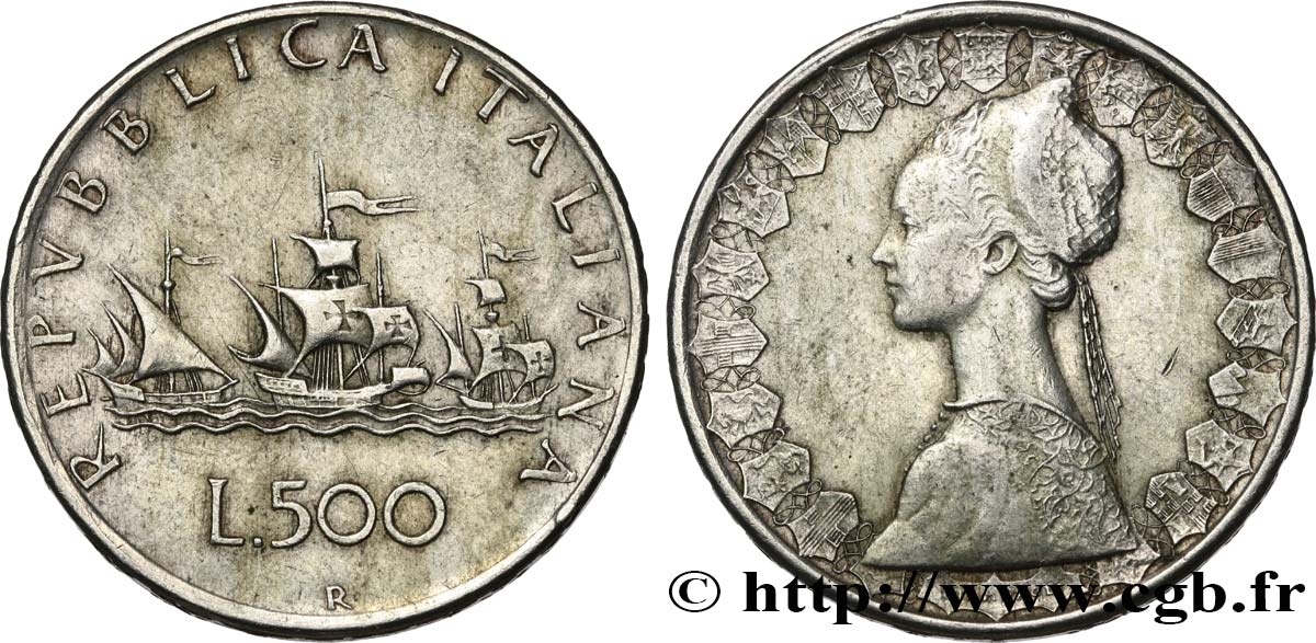 ITALIE 500 Lire “caravelles” 1960 Rome TB+ 