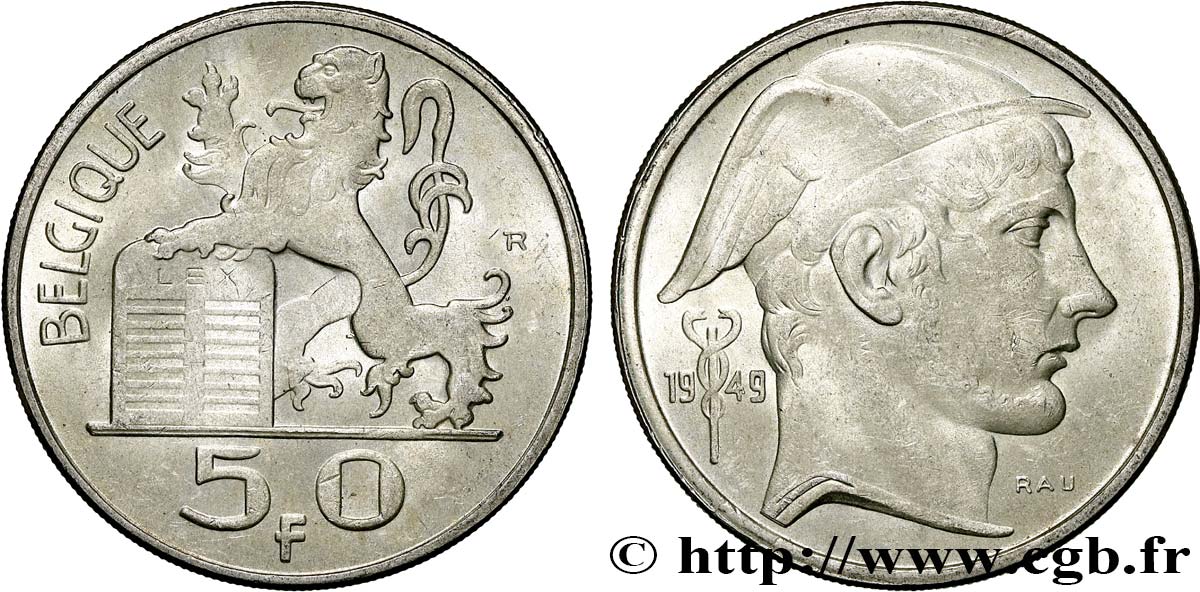 BELGIQUE 50 Francs Mercure, légende française 1949  SUP 