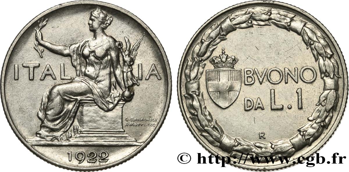 ITALIA 1 Lira (Buono da L.1) Italie assise 1922 Rome MBC+ 