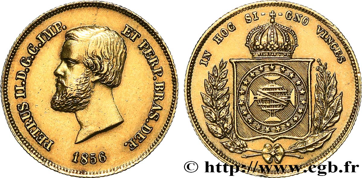 BRASILIEN 5000 Reis Pierre II 1856 Rio de Janeiro fVZ 