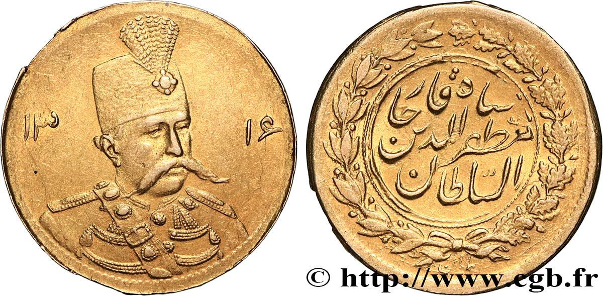 PERSIA - MOZAFFAR ED-DIN SHAH 1/2 Toman AH 1319 1901  AU 