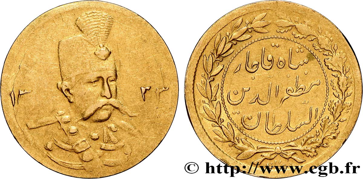 PERSIA - MOZAFFAR ED-DIN SHAH 1/2 Toman AH 1323 1906  XF 