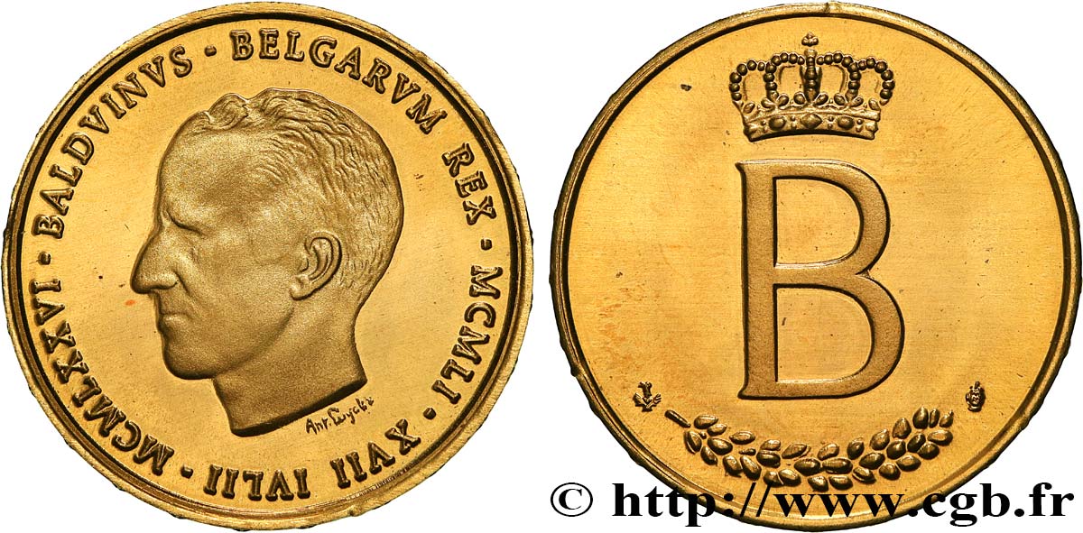 BELGIQUE - ROYAUME DE BELGIQUE - BAUDOUIN Ier Module de 20 Francs Or, 25e anniversaire de règne de Baudouin Ier 1976 Bruxelles fST 