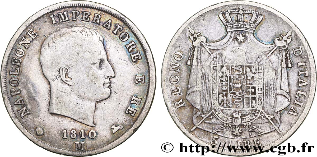 ITALIEN - Königreich Italien - NAPOLÉON I. 5 Lire 1810 Milan fSS 