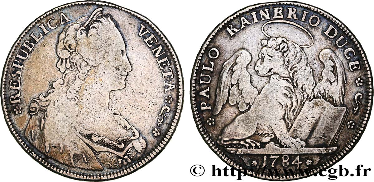 ITALY - VENICE - PAOLO RENIER (129th doge) Tallero (Thaler) ou écu d’argent pour le Levant 1784 Venise VF/XF 
