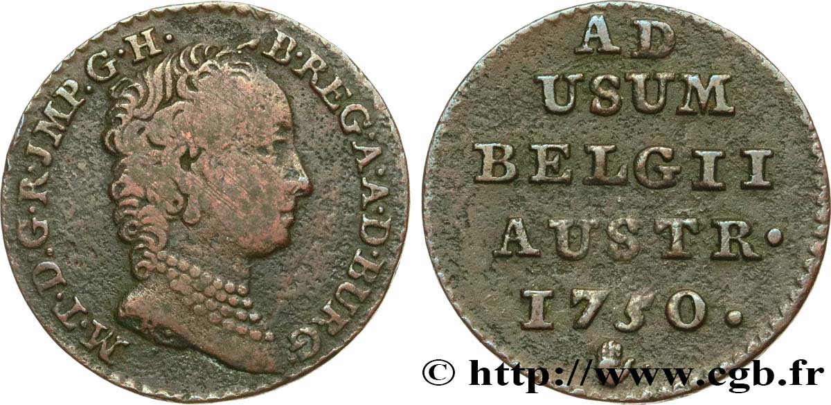 BELGIUM - AUSTRIAN NETHERLANDS 1 Liard 1750 Anvers VF 
