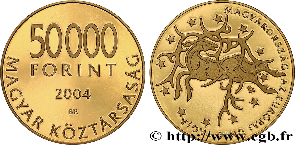 UNGARN 50000 Forint Proof Adhésion à l’Union Européenne 2004 Budapest ST 