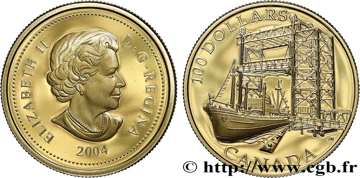 CANADA 100 Dollars Proof 50e anniversaire de la création de la voie maritime du Saint-Laurent 2004  MS 