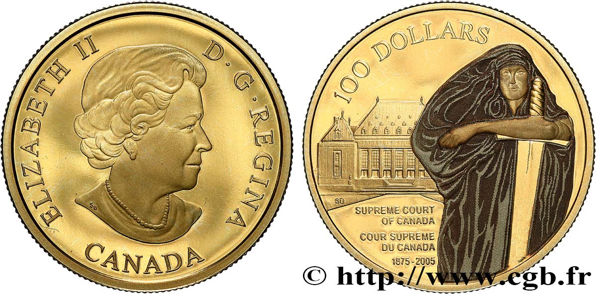 KANADA 100 Dollars Proof 130e anniversaire de la cour suprême du Canada 2005  ST 