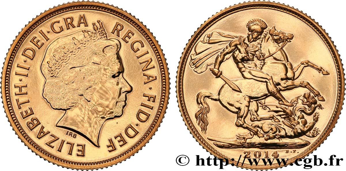 REGNO UNITO 1 Souverain Élisabeth II 4e effigie 2014 Royal Mint MS 