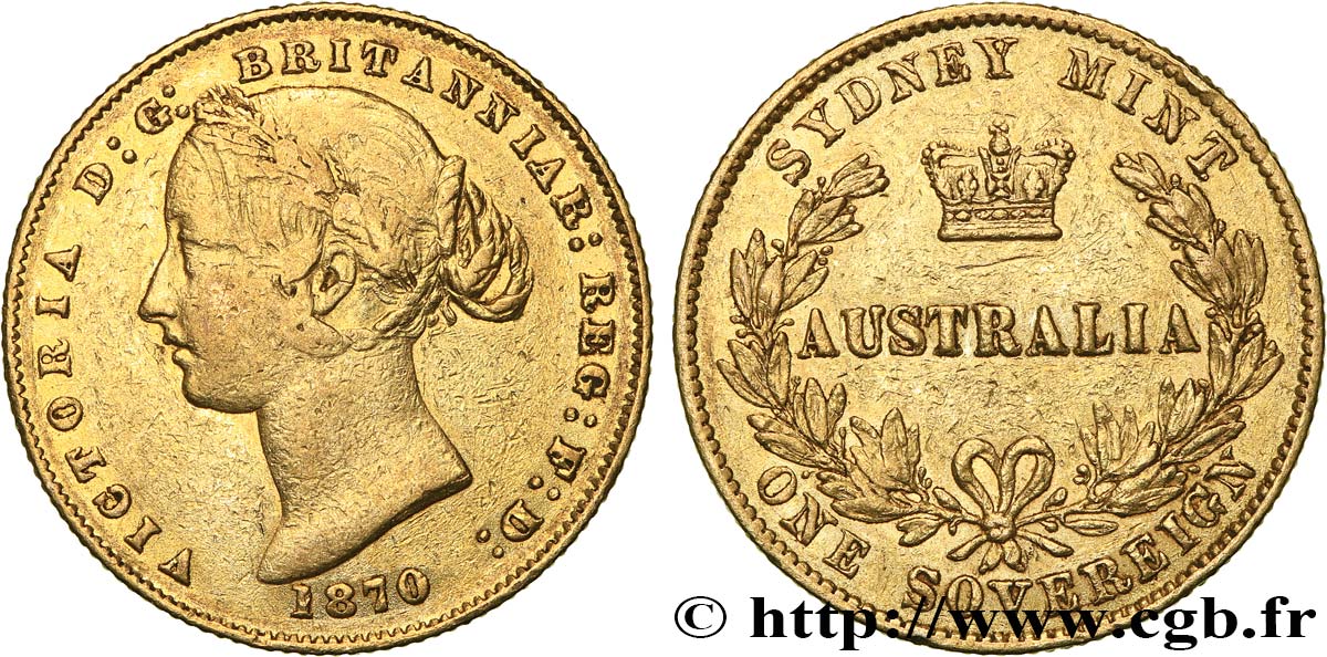 AUSTRALIE 1 Souverain Victoria 1870 Sydney TB+ 