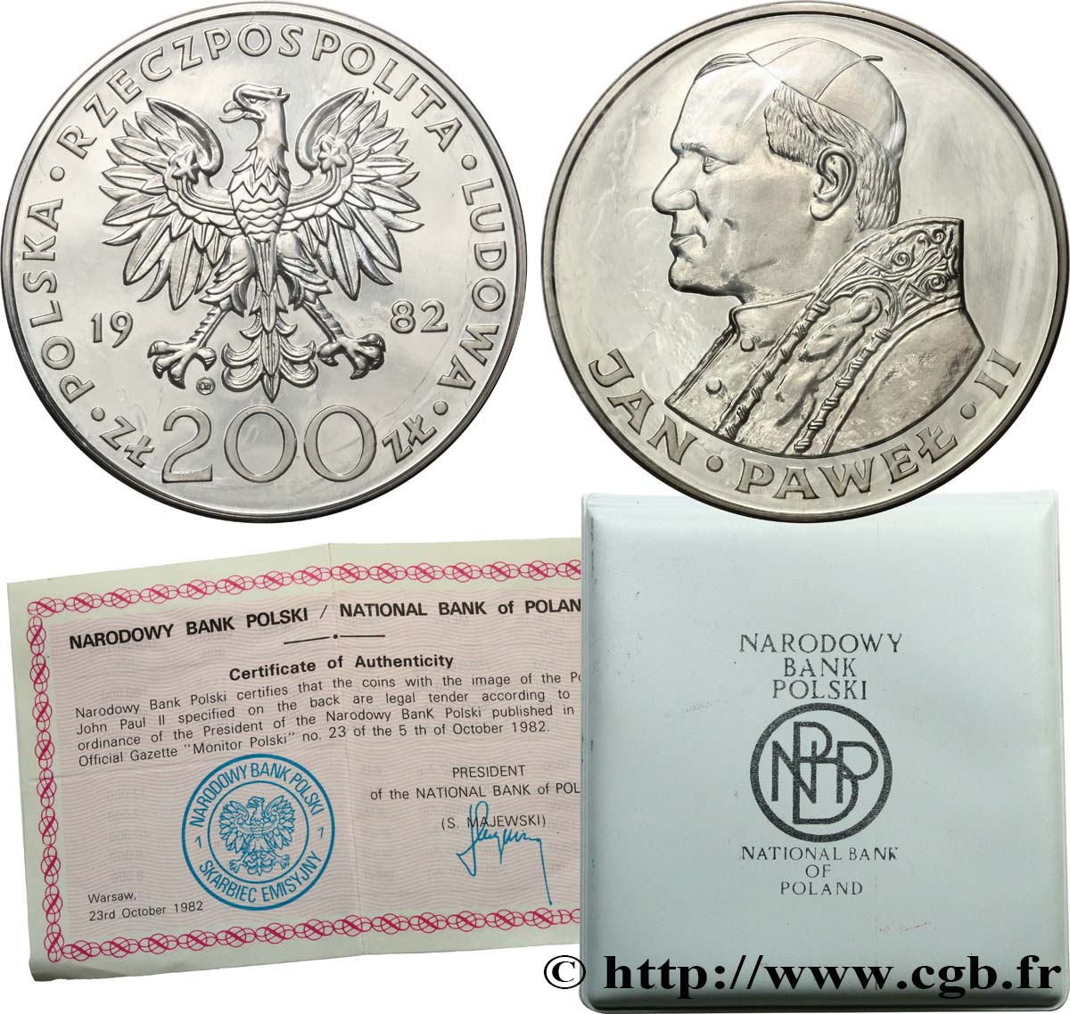 POLAND 200 Zlotych Proof visite du pape Jean-Paul II 1982  MS 