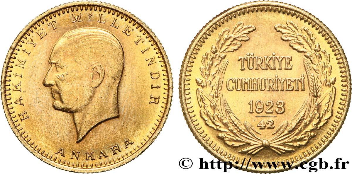 TURKEY 100 Kurush Kemal Ataturk 1923 an 42 (1944) Ankara AU 