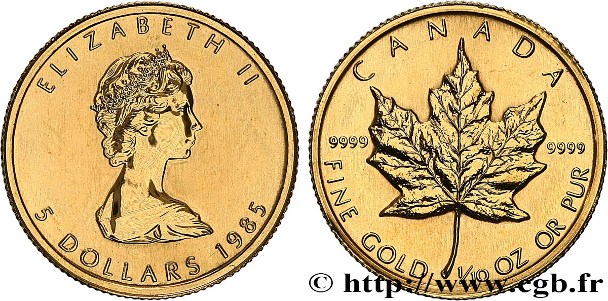CANADA 5 Dollars or  Maple leaf  1985  MS 