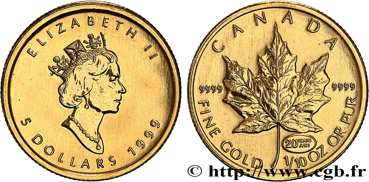 CANADA 5 Dollars or  Maple leaf  1999  FDC 
