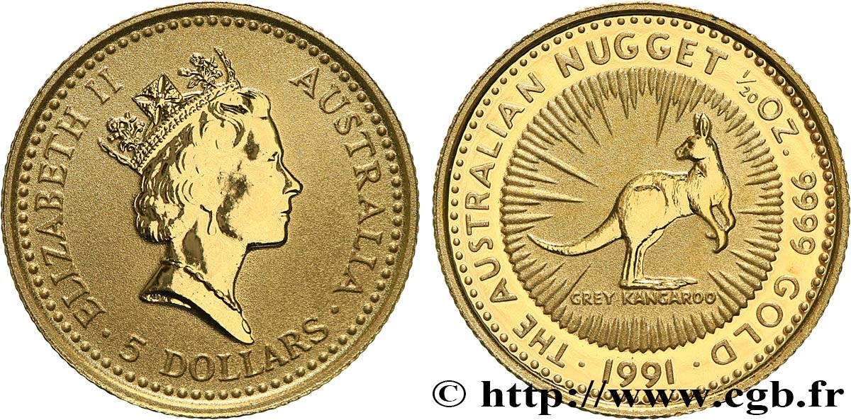 AUSTRALIEN 5 Dollars Proof (1/20 Once) Kangourou 2002  fST 