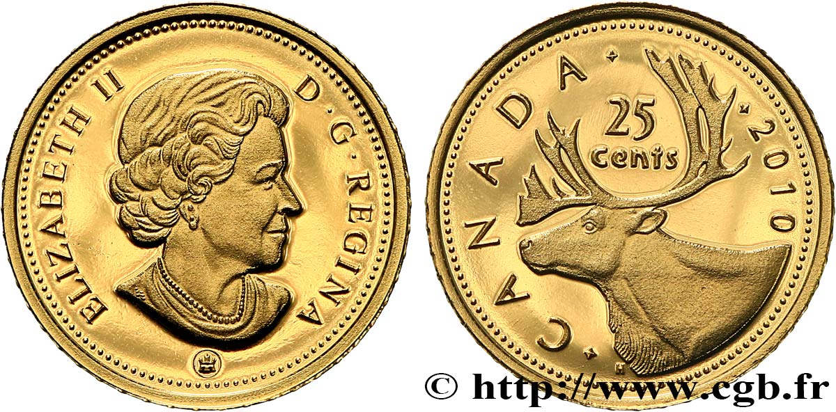 CANADA 25 Cents Or Elisabeth II / caribou 2010  FDC 