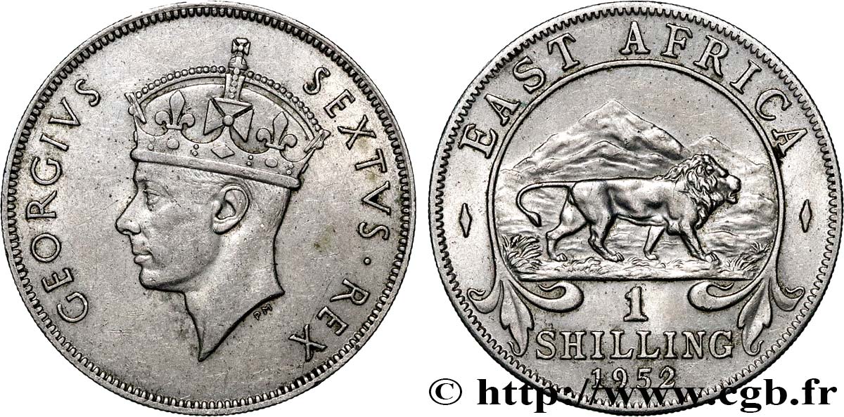 EAST AFRICA (BRITISH) 1 Shilling Georges VI / lion 1952 Londres AU 