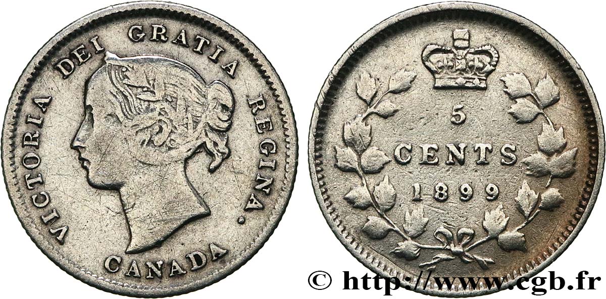 CANADA 5 Cents Victoria 1899  VF 