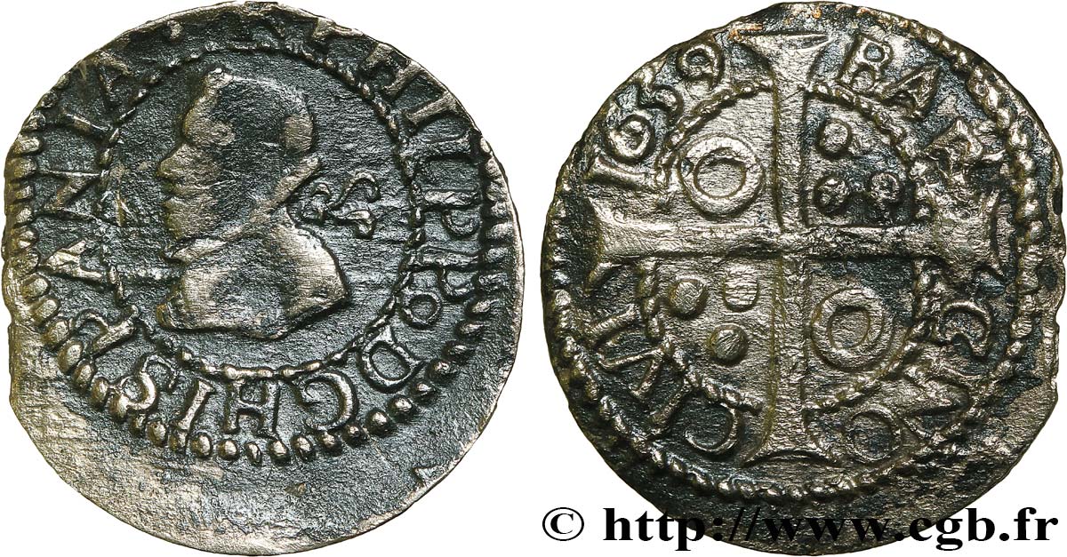 SPAIN - KINGDOM OF SPAIN - PHILIP IV Croat ou gros 1639 Barcelone VF 