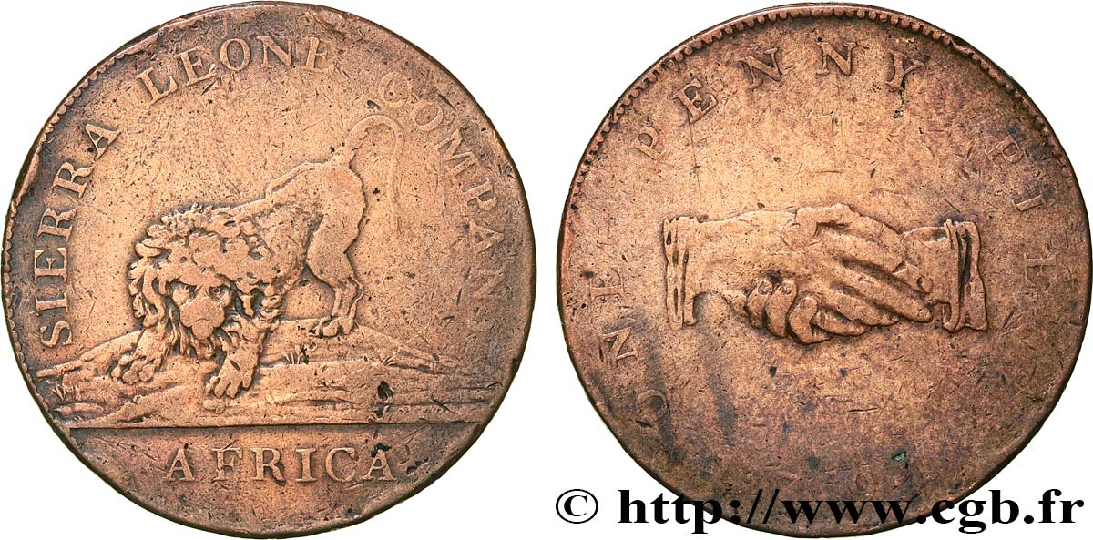 SIERRA LEONE 1 Penny Sierra Leone Company 1791  F 