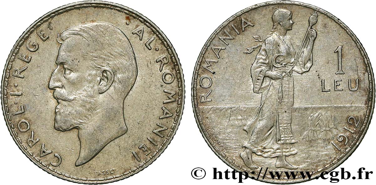 ROMANIA 1 Leu Charles Ier 1912  q.SPL 