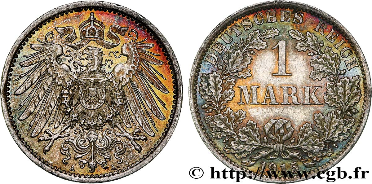 ALEMANIA 1 Mark Empire aigle impérial 1915 Berlin EBC 