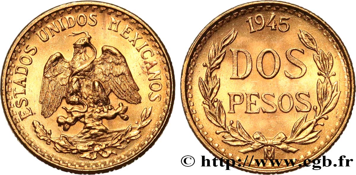 MESSICO 2 Pesos or 1945 Mexico MS 