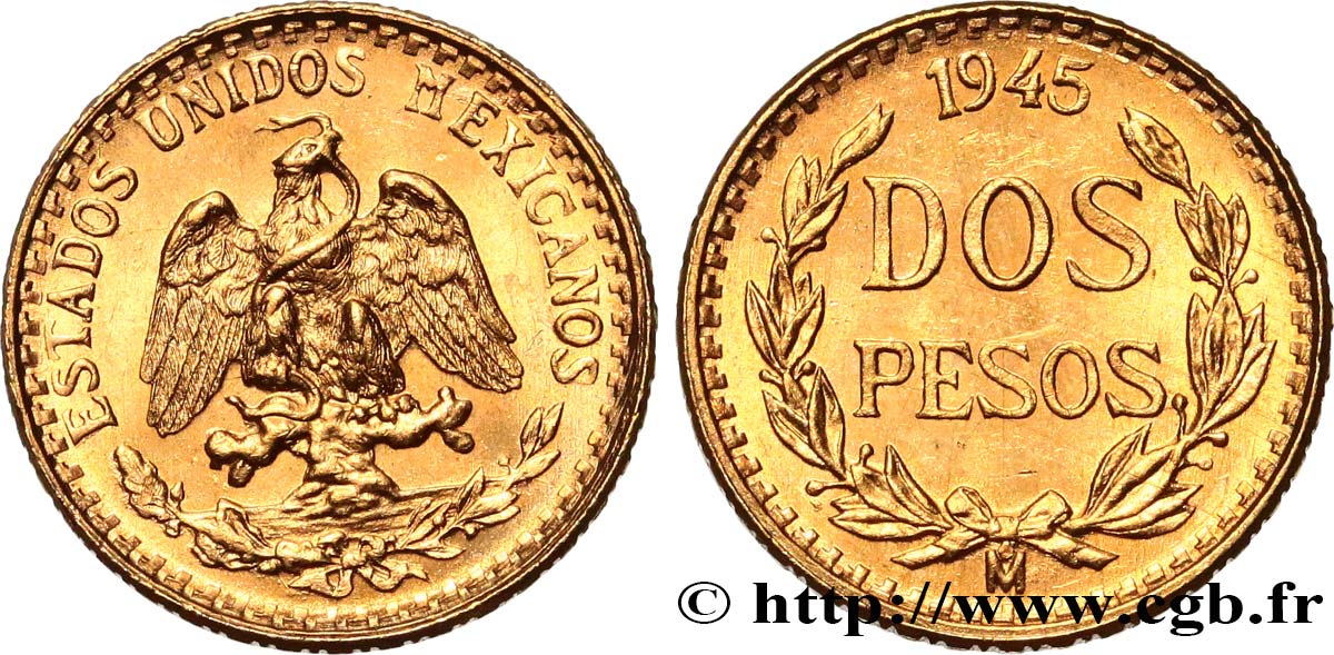 MÉXICO 2 Pesos or 1945 Mexico SC 