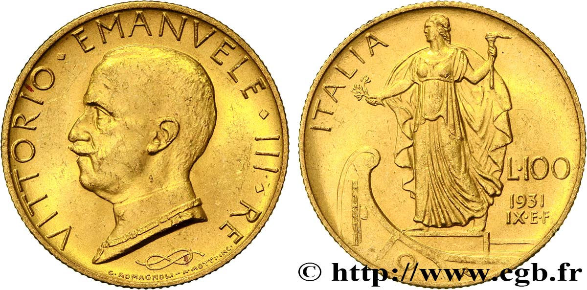 ITALIA 100 Lire, an IX 1931 Rome EBC 