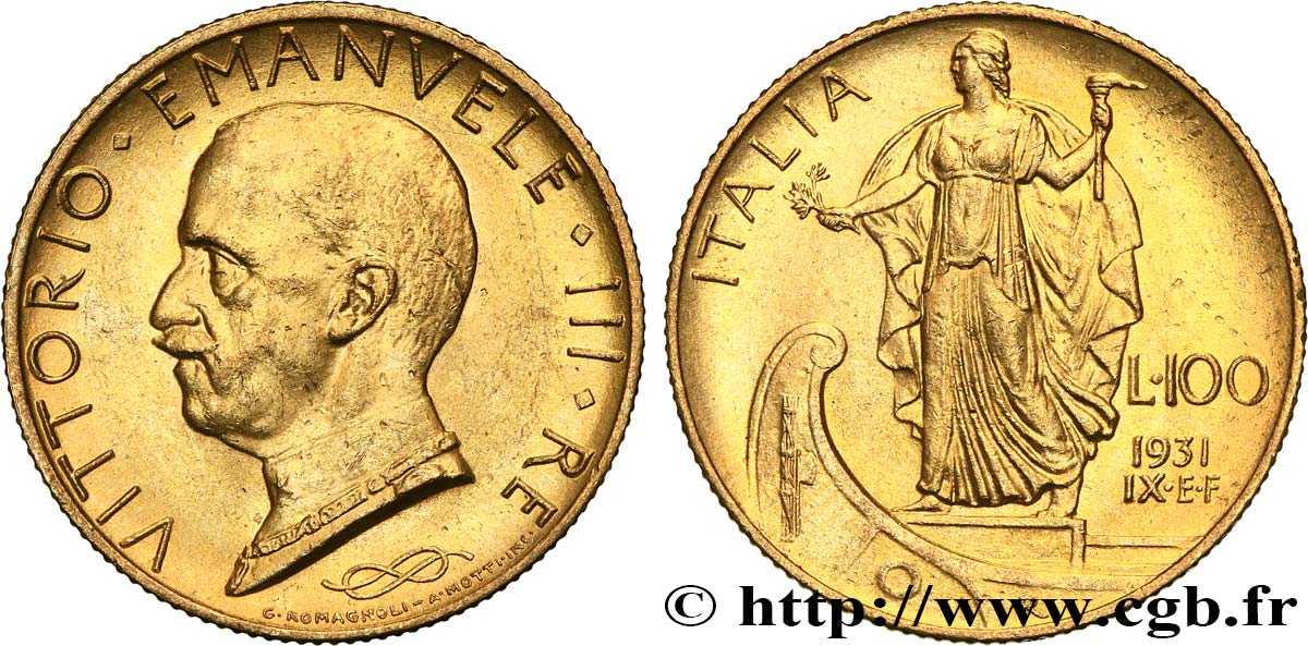 ITALY 100 Lire, an IX 1931 Rome AU 