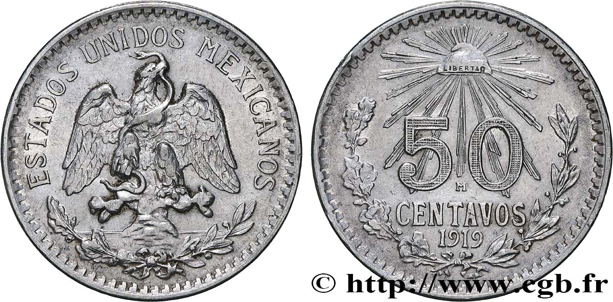 MEXIKO 50 Centavos 1919 Mexico VZ 