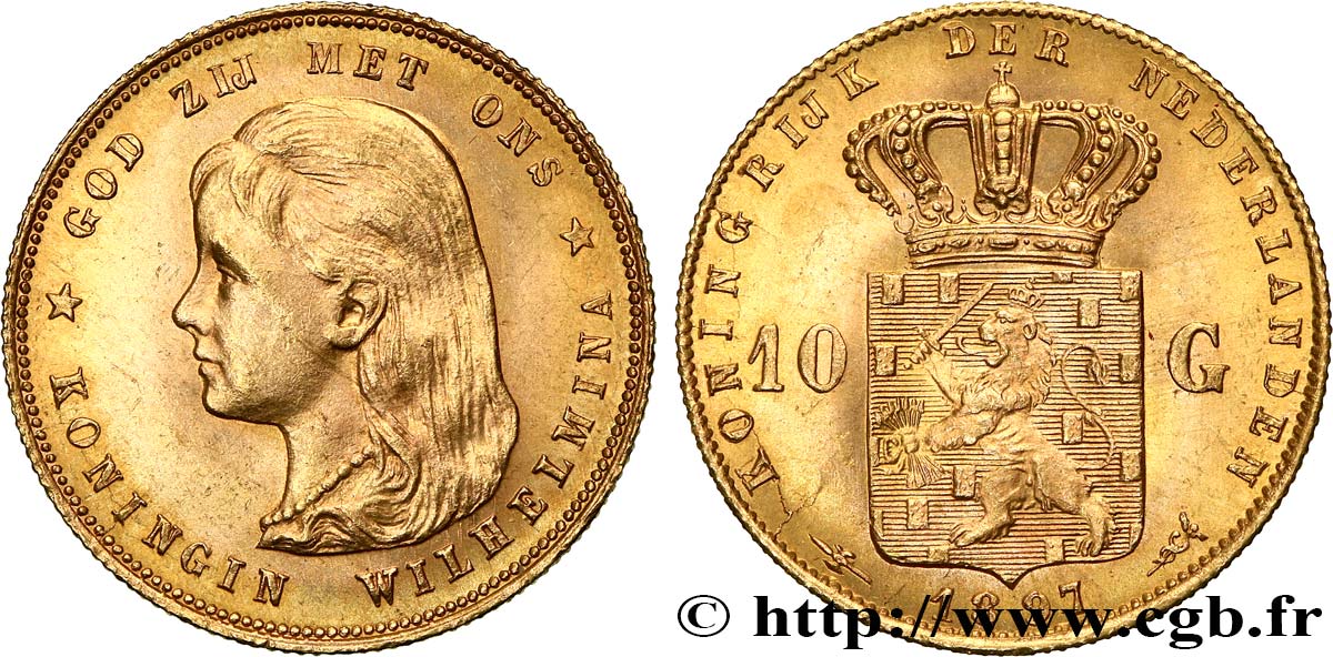 PAíSES BAJOS 10 Gulden Wilhelmina 1897 Utrecht SC 