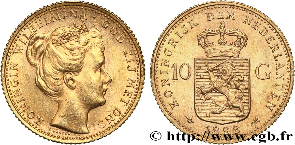 PAíSES BAJOS 10 Gulden Wilhelmina 1898 Utrecht EBC 