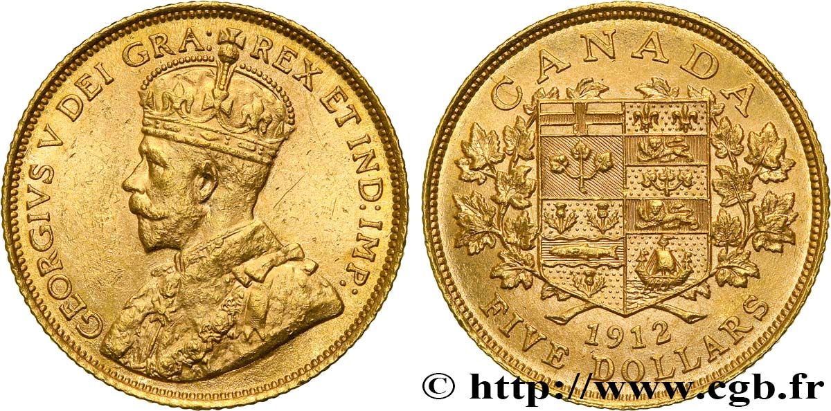 KANADA 5 Dollars Georges V 1912 Ottawa fST 